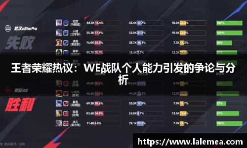 王者荣耀热议：WE战队个人能力引发的争论与分析